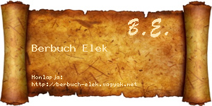 Berbuch Elek névjegykártya